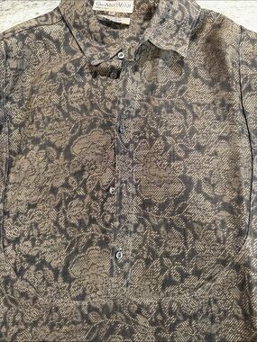 GianMarcoVenturi Men's Floral-Pattern Casual Button-Down Shirt in Charcoal